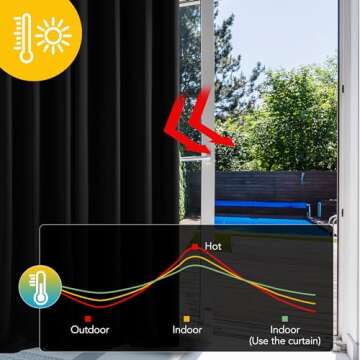 Deconovo Blackout Curtains for Bedroom–Thermal Insulated, Noise-Reducing, Energy-Efficient Drapes for Privacy & Soundproofing–Ideal for Parents, Seniors–42W x 63L Inch, Black, 2 Panels