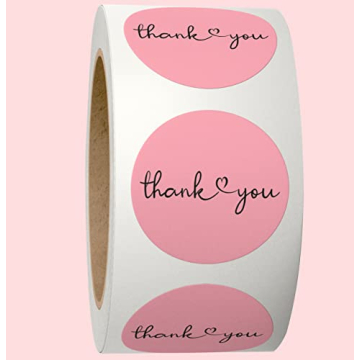 CLEVER SIGNS Thank You Stickers - 500 Pink Stickers Roll