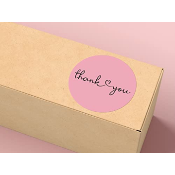 CLEVER SIGNS Thank You Stickers - 500 Pink Stickers Roll