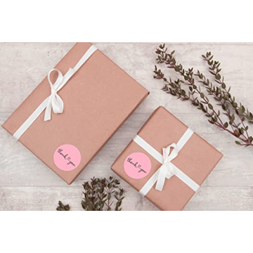 CLEVER SIGNS Thank You Stickers - 500 Pink Stickers Roll