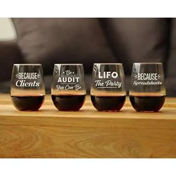 Funny Stemless Wine Glass for Accountants - 17 Oz Gift