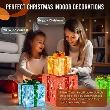 TISEJOY Lighted Christmas Gift Boxes with Remote Control