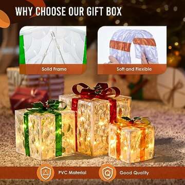 TISEJOY Lighted Christmas Gift Boxes with Remote Control
