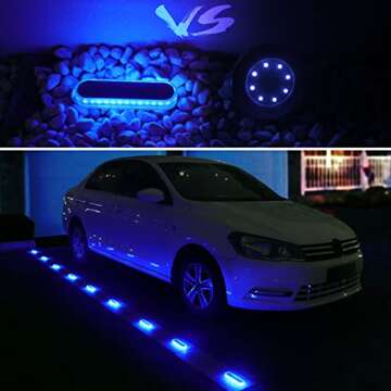 Honalia Solar Dock Lights Outdoor Waterproof IP68, Driveway Lights Solar Powered 6 Pack, Blue Solar Deck Lights Warning Concrete Step Lights for Driveway Deck Stairs Marine Dock Runway