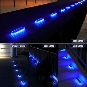 Honalia Solar Dock Lights Outdoor Waterproof IP68, Driveway Lights Solar Powered 6 Pack, Blue Solar Deck Lights Warning Concrete Step Lights for Driveway Deck Stairs Marine Dock Runway