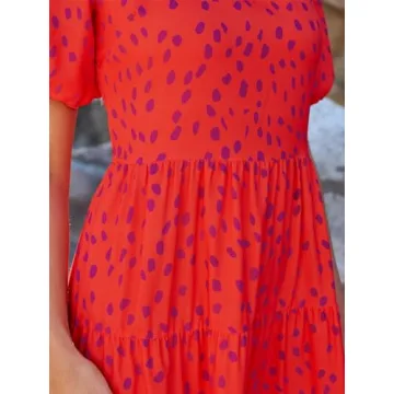 PRETTYGARDEN Puff Sleeve Summer Floral Maxi Dress