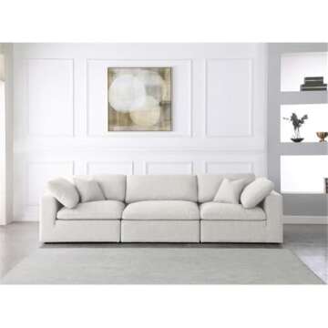 Meridian Furniture 601Cream-S119 Serene Collection Modern | Contemporary Deluxe Comfort Modular Sofa...