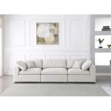 Meridian Furniture 601Cream-S119 Serene Collection Modern | Contemporary Deluxe Comfort Modular Sofa...