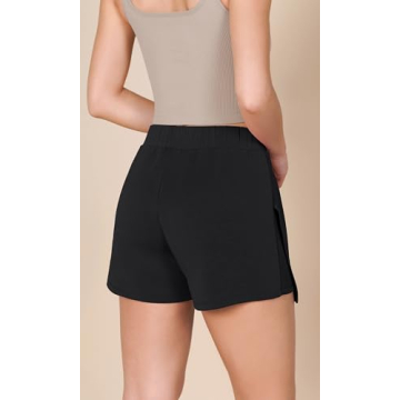 ODODOS Modal Soft Wrap Mini Skorts with Pocket for Women High Waist Asymmetrical Hem Relaxed Shorts, Black, Medium
