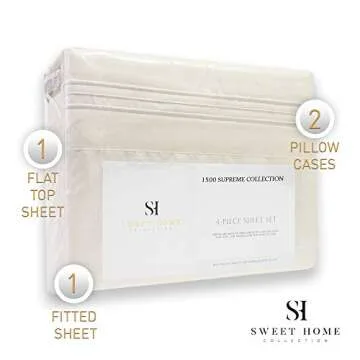 1500 Supreme Collection King Sheet Sets Ivory - Luxury Hotel Bed Sheets and Pillowcase Set for King Mattress - Extra Soft, Elastic Corner Straps, Deep Pocket Sheets, King Ivory