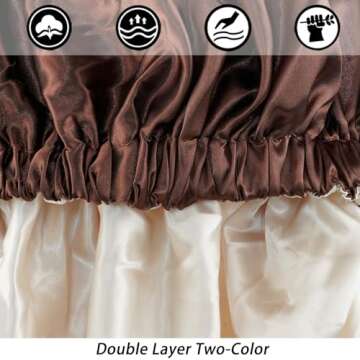 Satin Bonnet Silk Bonnet Hair Bonnet for Sleeping-Slouchy Beanie Hat Satin Sleep Cap for Women's Natural & Curly Hair(Brown)