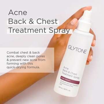 Glytone Acne Treatment Spray for Back & Chest - 2% Salicylic Acid - For Body Acne - Quick Dry, Upsid...
