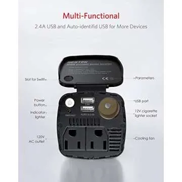 BESTEK 200W Power Inverter, Car Plug Adapter Outlet Converter with Dual 4.5A USB Charging Ports, Cup Holder Car Charger with Cigarette Lighter Socket for Laptop, Computer (Cola Red)