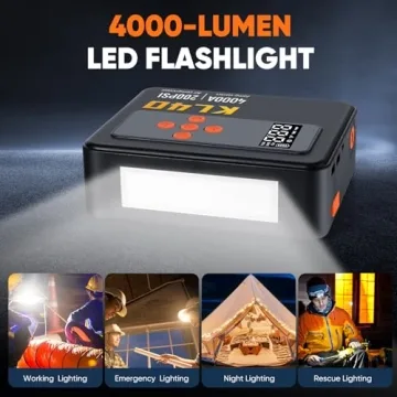4000A Peak Jump Starter with Air Compressor for Emergencies and Outdoor Use