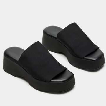 DOBOYG Platform Sandals for Women, Slip On Peep Toe Wedge Heeled Sandals Beach Slides