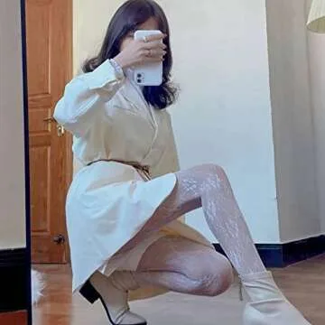 SERAPHY Patterned Tights for Women, Fishnet Stockings Sexy Women Tights Patterned Lace Tights for Party Club, 2 Pairs (Black Rose + White Rose)