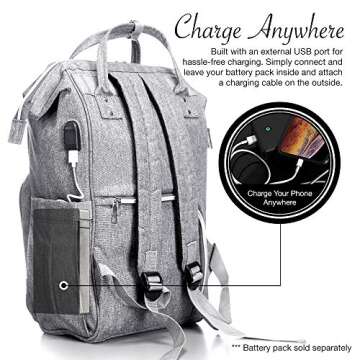 Stylish BabyX Classic Diaper Backpack - Grey for Parents