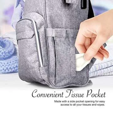 Stylish BabyX Classic Diaper Backpack - Grey for Parents