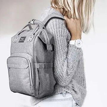 Stylish BabyX Classic Diaper Backpack - Grey for Parents