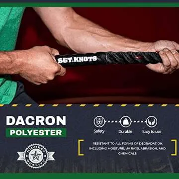 SGT KNOTS Twisted Battle Rope - Weighted Exercise Rope for Strength Training, CrossFit, Battling, Climbing & the Gym (1" x 30ft)