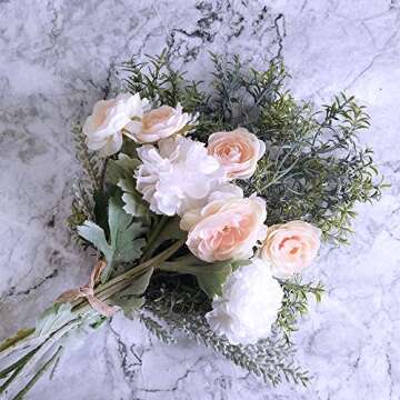 Supla 3 Pack Artificial Rosemary Plant Greenery Stems Fake Rosemary Greenery Leaves Bushes Rosemary Sprigs Evergreen Shrubs Spray 25.3" Tall UV Protected Fake Shrubs Grass for Indoor Outdoor Greenery