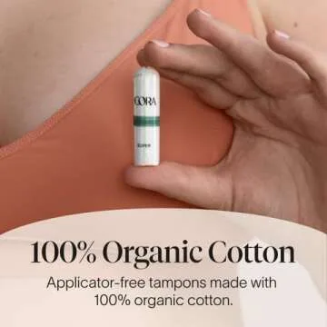 Cora Organic Cotton Non-Applicator Tampons for Comfort