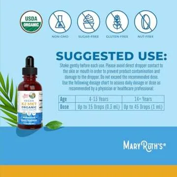 MaryRuth Organics USDA Organic Vitamin K2 MCT Liquid Drops for Adults & Kids | 100 mcg K2 MK7 per serving + Organic MCT Oil | Vegan K2 Vitamin for Bone Health | Heart Health | Calcium Absorption | 1oz