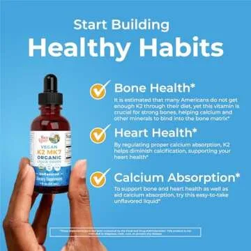 MaryRuth Organics USDA Organic Vitamin K2 MCT Liquid Drops for Adults & Kids | 100 mcg K2 MK7 per serving + Organic MCT Oil | Vegan K2 Vitamin for Bone Health | Heart Health | Calcium Absorption | 1oz