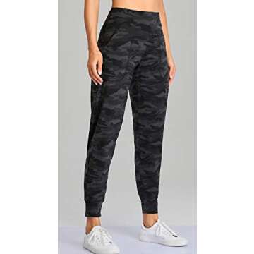Oalka Women's Joggers High Waist Yoga Pockets Sweatpants Sport Workout Pants Multi Grey Camo M