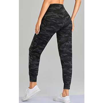 Oalka Women's Joggers High Waist Yoga Pockets Sweatpants Sport Workout Pants Multi Grey Camo M