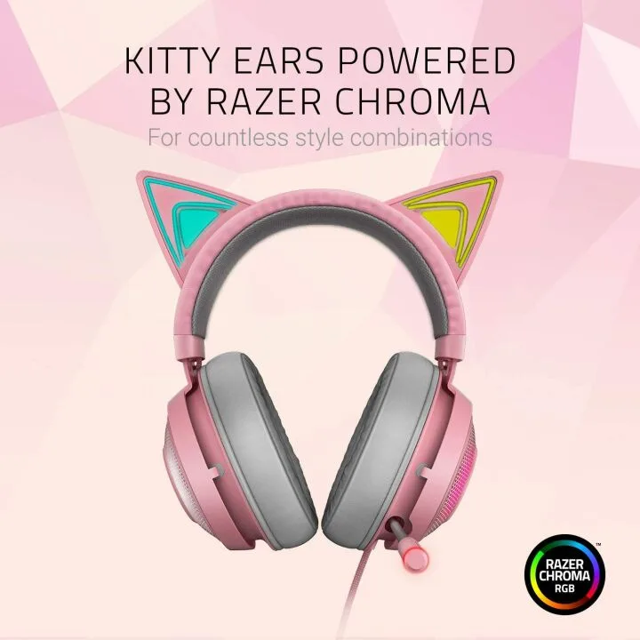 Razer Kraken Kitty RGB Gaming Headset - Quartz Pink