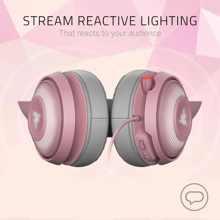 Razer Kraken Kitty RGB Gaming Headset - Quartz Pink