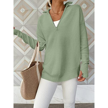 Stylish ANRABESS Women's Half Zip Pullover Sweater