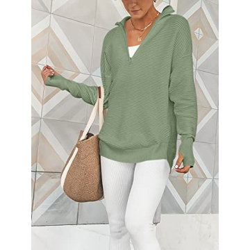 Stylish ANRABESS Women's Half Zip Pullover Sweater