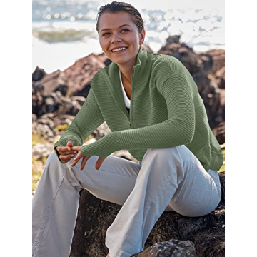 Stylish ANRABESS Women's Half Zip Pullover Sweater