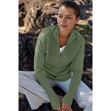 Stylish ANRABESS Women's Half Zip Pullover Sweater