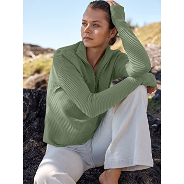 Stylish ANRABESS Women's Half Zip Pullover Sweater