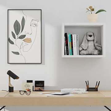 BAFAT Floating Wall Cube Shelves,Deep in 9" 45 Large White Box Shelf for Wall Storage,Floating Books...