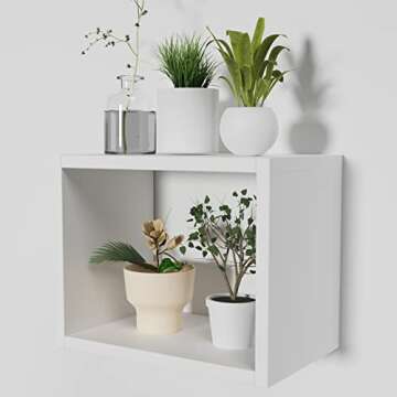 BAFAT Floating Wall Cube Shelves,Deep in 9" 45 Large White Box Shelf for Wall Storage,Floating Bookshelf,Cubby Storage Organizer for Bedroom,Bathroom, Living Room, Kitchen,Office(White)