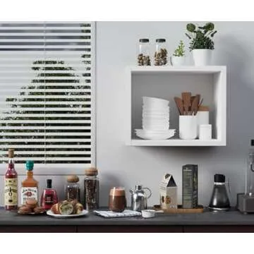 BAFAT Floating Wall Cube Shelves,Deep in 9" 45 Large White Box Shelf for Wall Storage,Floating Bookshelf,Cubby Storage Organizer for Bedroom,Bathroom, Living Room, Kitchen,Office(White)