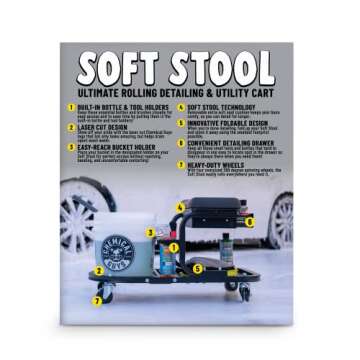 Chemical Guys ACC618 Soft Stool Ultimate Rolling Detailing & Utility Cart, (For Cars, Trucks, SUVs, RVs, Home, Garden, Garage & More) 15' 1/2" x 8' 3/4" x 18' 1/2" - Black