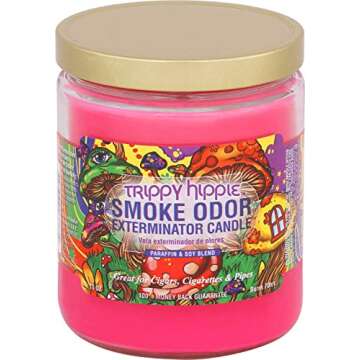 Smoke Odor Exterminator, Trippy Hippie 13oz Jar Candle - Transform Your Space!