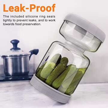 Homnoble Pickle and Olive Hourglass Jar with Strainer Flip for Pickle Juice Separator from Wet and D...