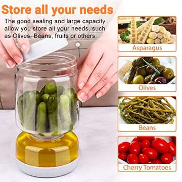 Homnoble Pickle and Olive Hourglass Jar with Strainer Flip for Pickle Juice Separator from Wet and Dry, Upgrade Food-grade ABS Lid and BPA Free Hourglass Jar for Airtight Storage