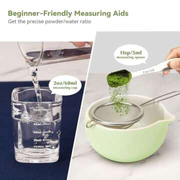 Joiish 10-Pcs Matcha Kit Set, Whisk and Bowl with Spout & Measuring Spoon, Japanese Tea Making Tools