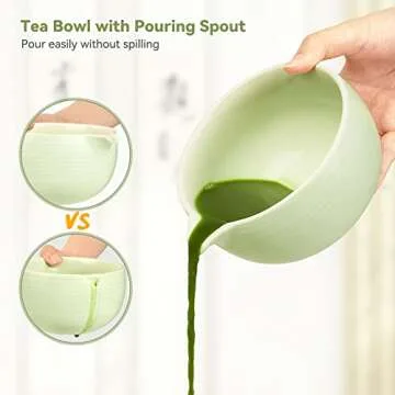 Joiish 10-Pcs Matcha Kit Set, Whisk and Bowl with Spout & Measuring Spoon, Japanese Tea Making Tools