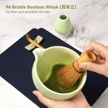 Joiish 10-Pcs Matcha Kit Set, Whisk and Bowl with Spout & Measuring Spoon, Japanese Tea Making Tools