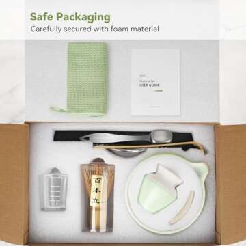 Joiish 10-Pcs Matcha Kit Set, Whisk and Bowl with Spout & Measuring Spoon, Japanese Tea Making Tools