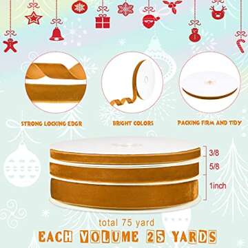 Yilloog Christmas Velvet Ribbon Set for DIY Crafts