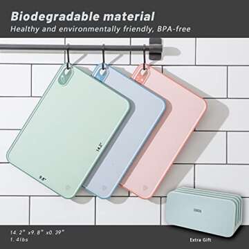 Holymood Index Cutting Board Set with Holder, Color Coded Chopping Boards for Kitchen, Dishwasher Sa...